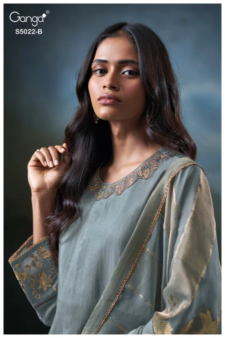 Chrysa 5022 By Ganga Silk With Embroidery Work Salwar Kameez
